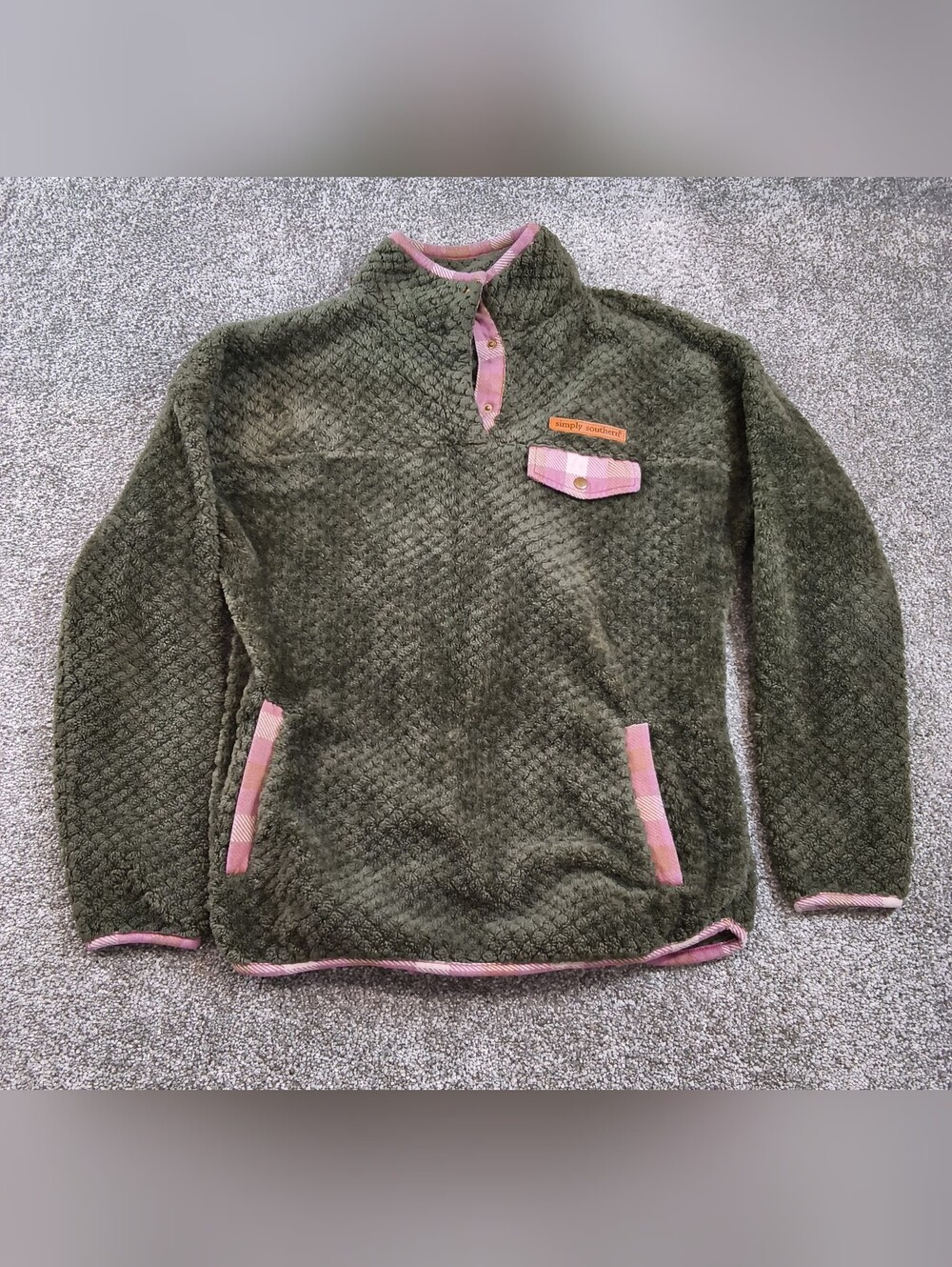 Simply Southern Women's Sherpa Fleece Pullover Sweatshirt Green Size Medium